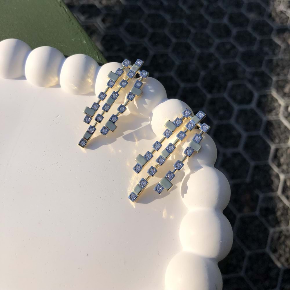 VIP Zirkon Taş Dökümlü Küpe GOLD