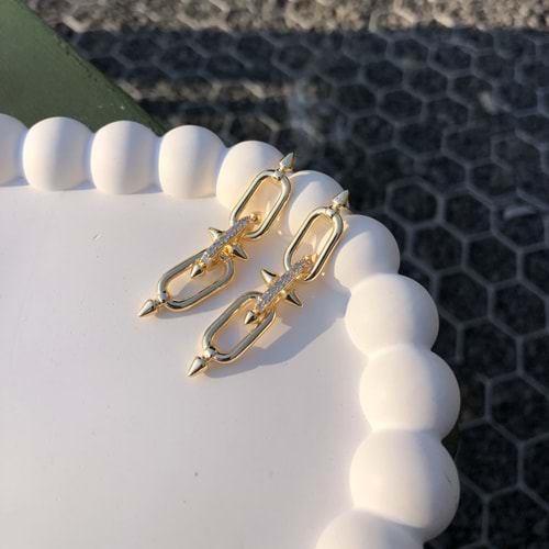 VIP Zirkon Taş Ataş Küpe GOLD