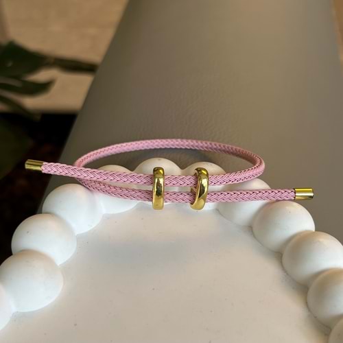 Hermes Çelik İpli Bileklik Toz Pembe