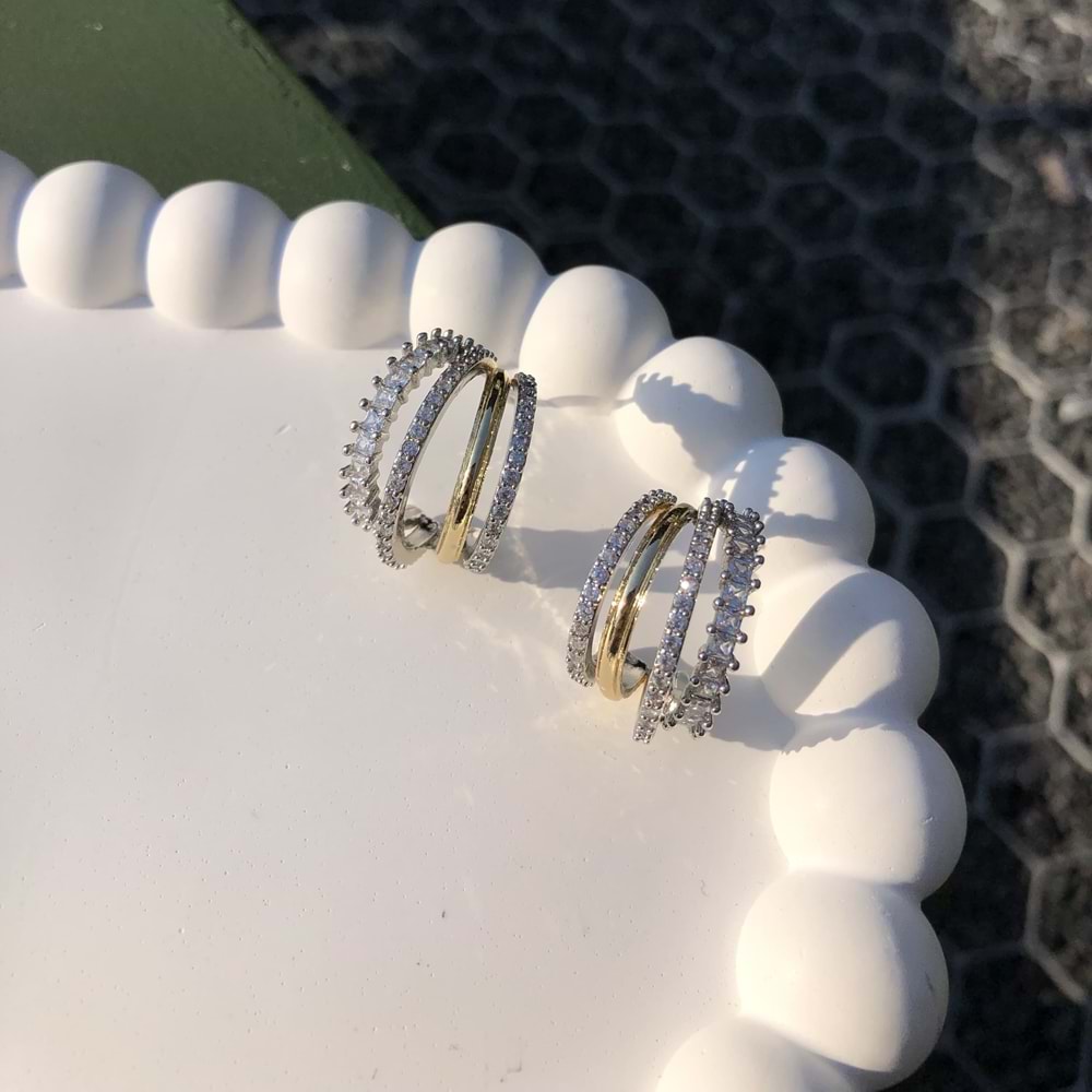 VIP Zirkon Taş Pırlanta Detaylı Küpe