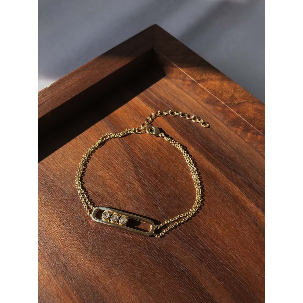 VIP Pırlanta Taşlı Zarif Bileklik GOLD